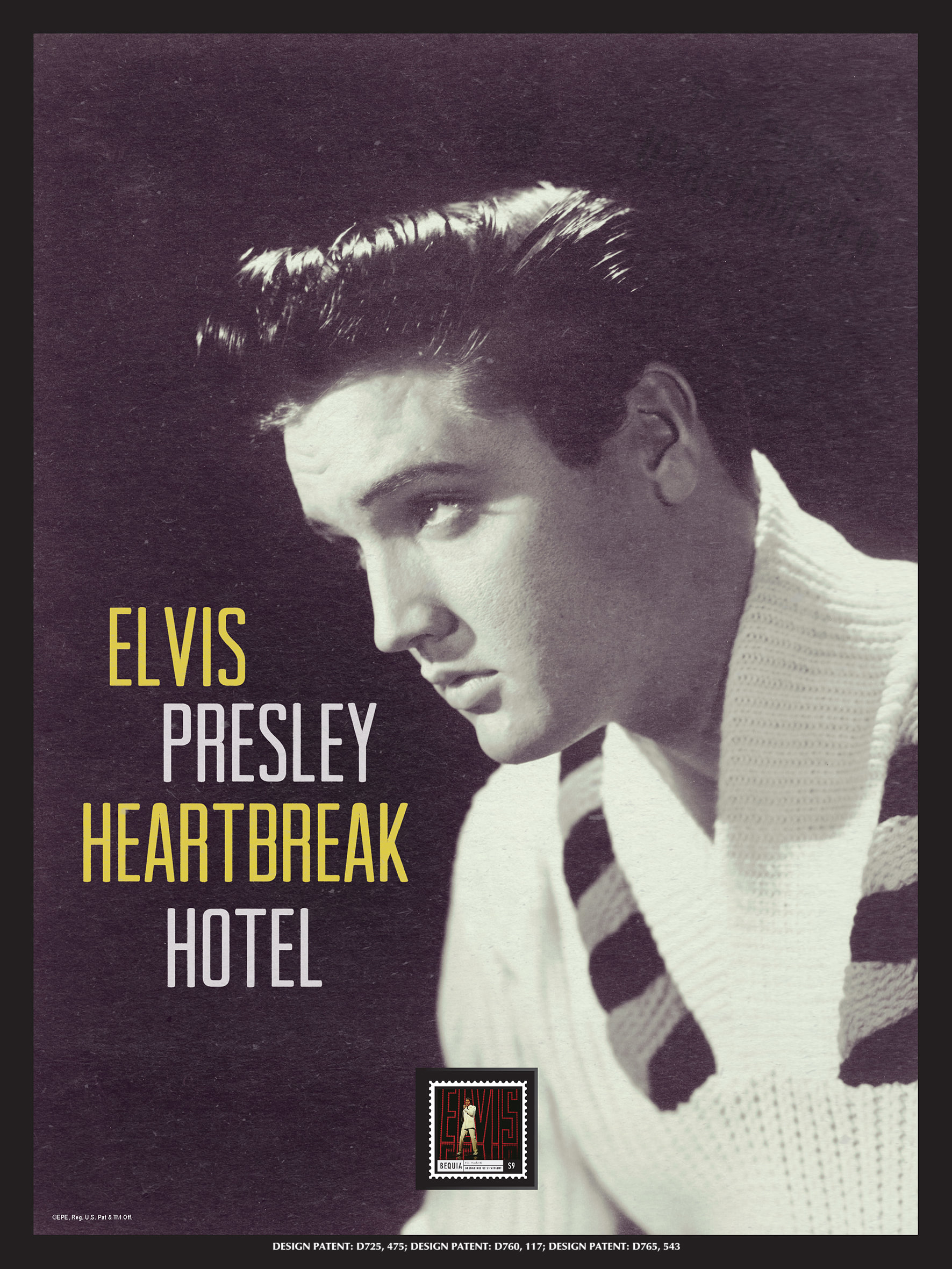 Elvis Presley Heartbreak Hotel Framed Wall Art With Postage Stamp